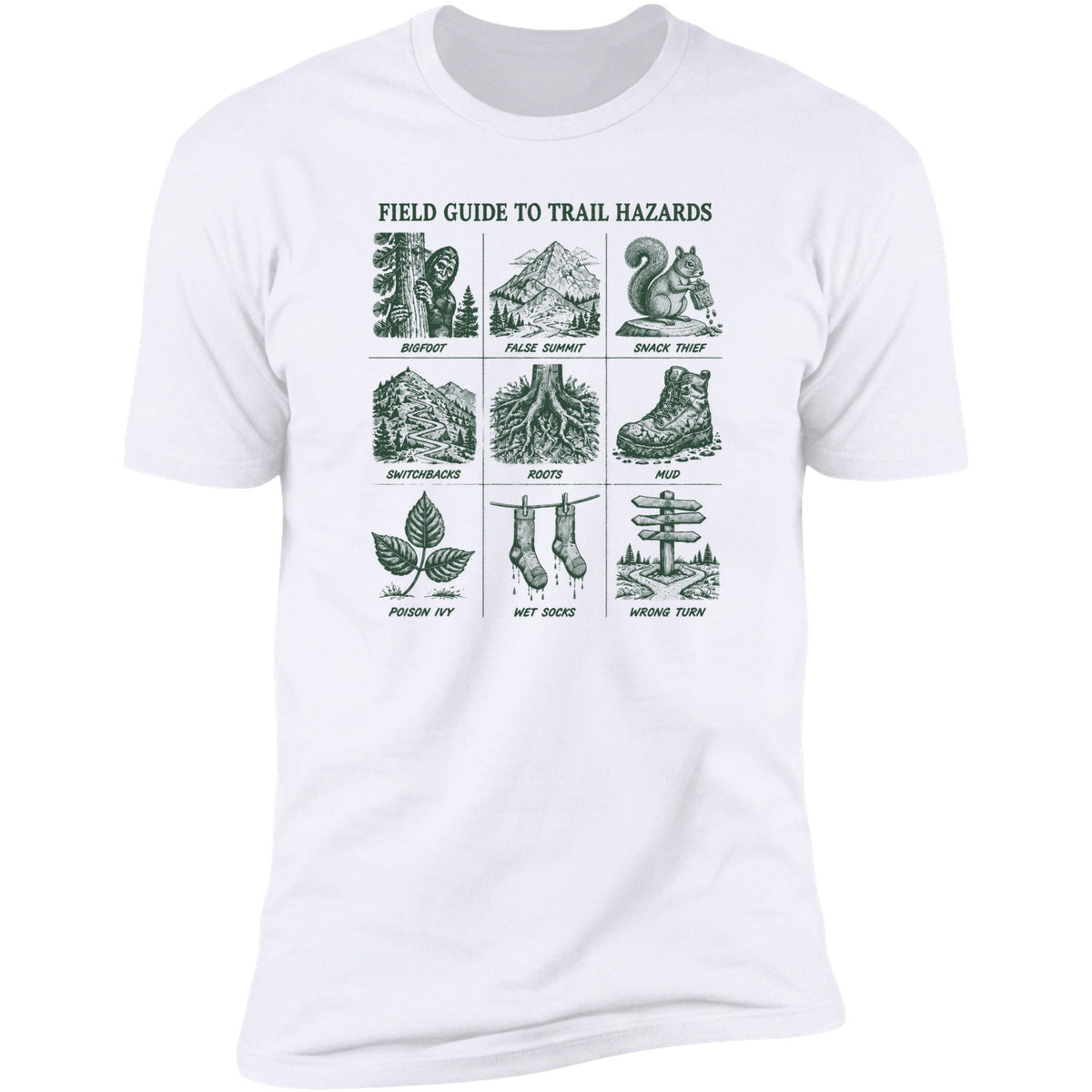 Field Guide To Trail Hazards tee in White