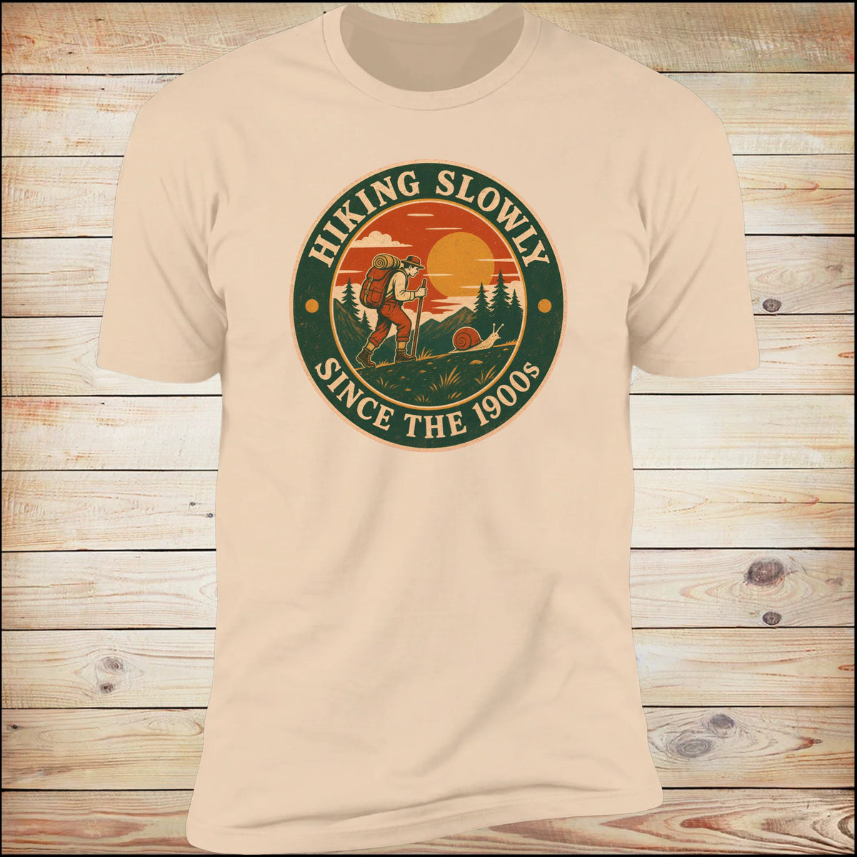 Hiking Slowly Since The 1900s tee, Natural