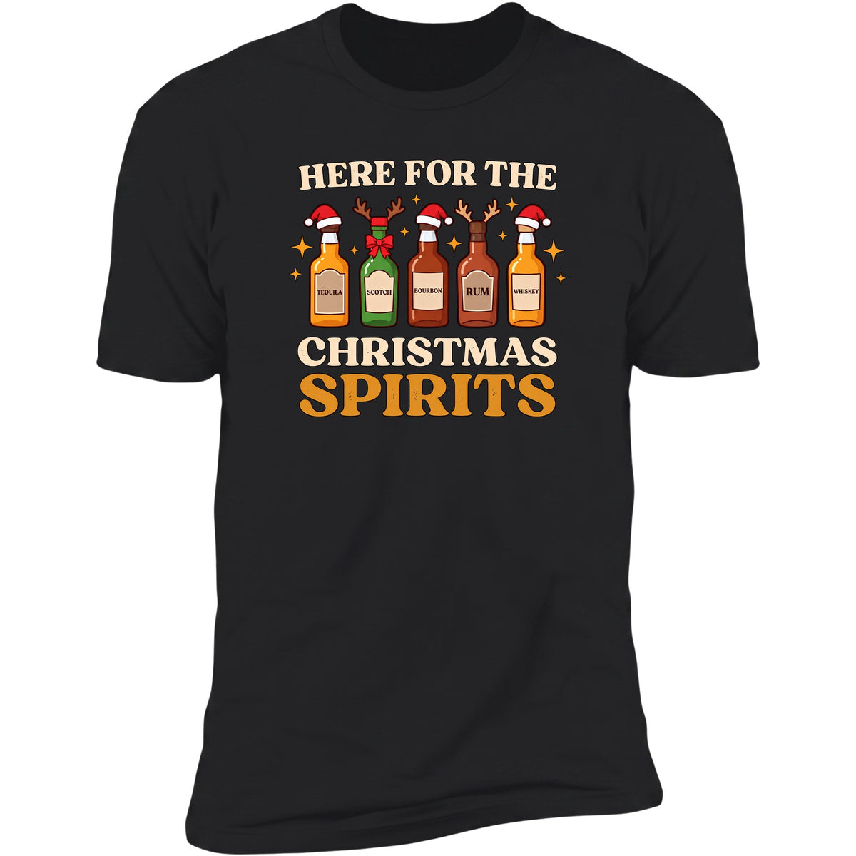 Here For The Christmas Spirits tee in Black