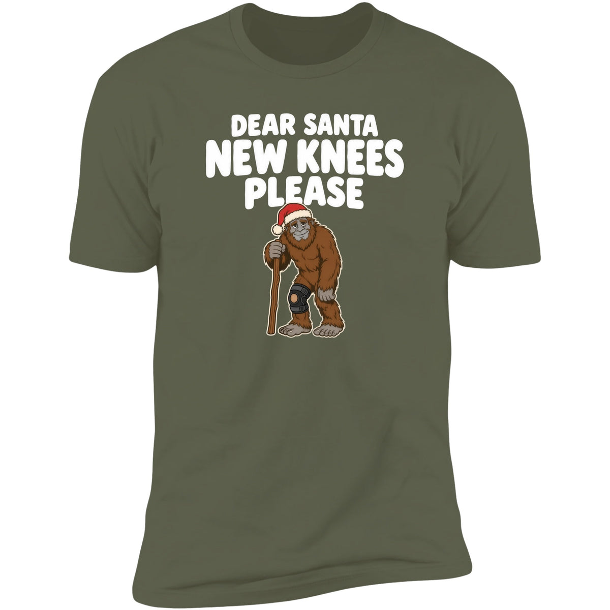 Dear Santa, New Knees Please tee, Military Green