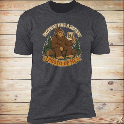 Bigfoot Has A Blurry Photo Of Me tee, Dark Heather