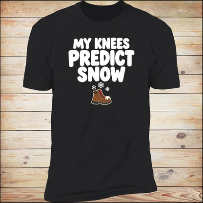 My Knees Predict Snow tee, on wood