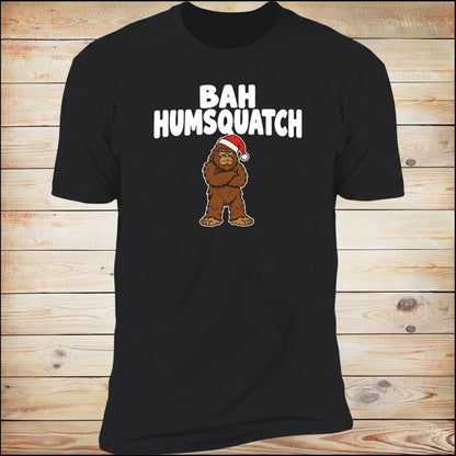 Bah Humsquatch tee, on wood