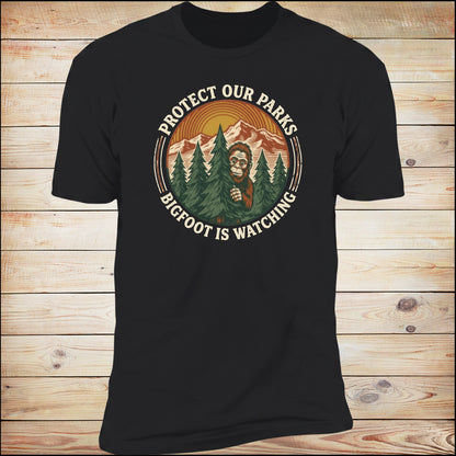 Protect Our Parks Bigfoot Is Watching park patch tee in Black