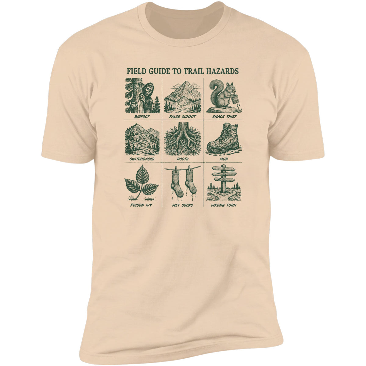 Field Guide To Trail Hazards tee in Natural