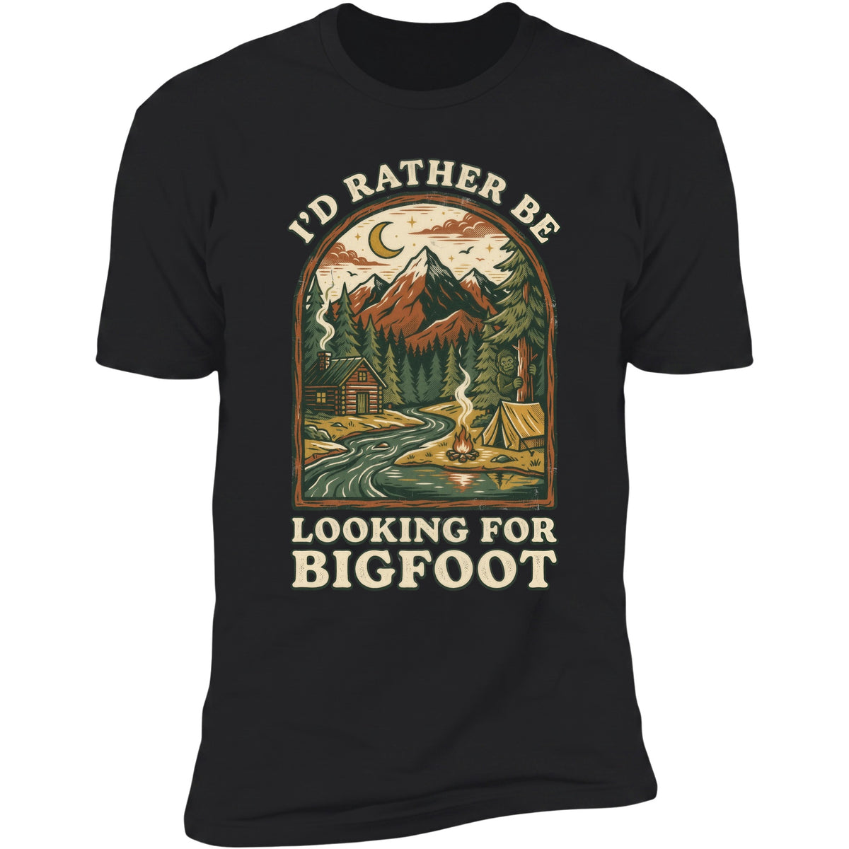 I'd Rather Be Looking For Bigfoot tee in Black