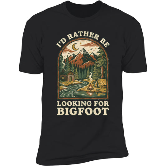 I'd Rather Be Looking For Bigfoot tee in Black