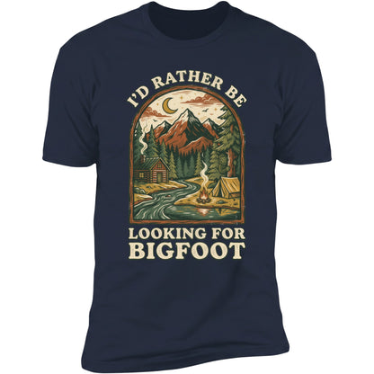 I'd Rather Be Looking For Bigfoot tee in Navy