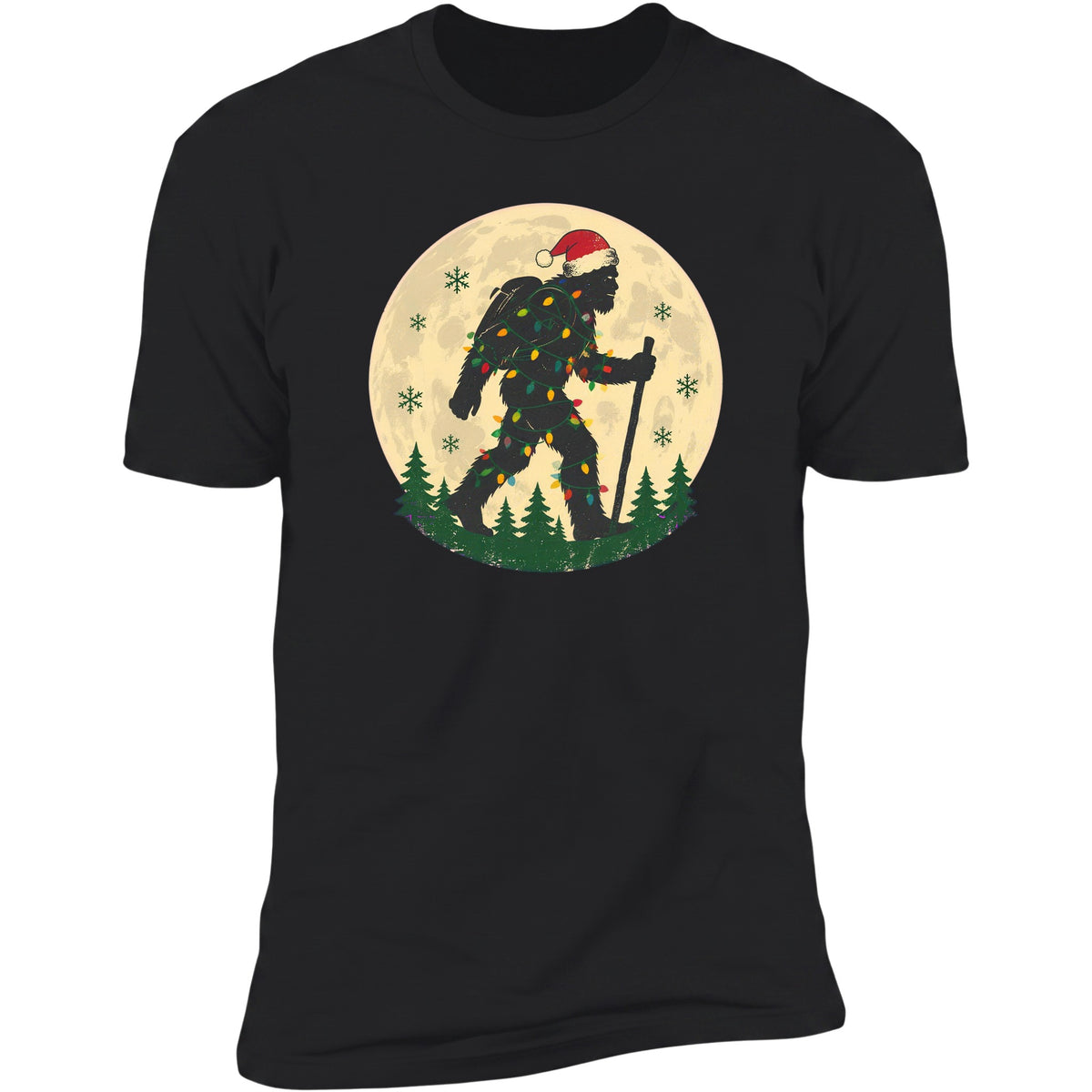 Bigfoot Christmas Lights Hike tee in Black