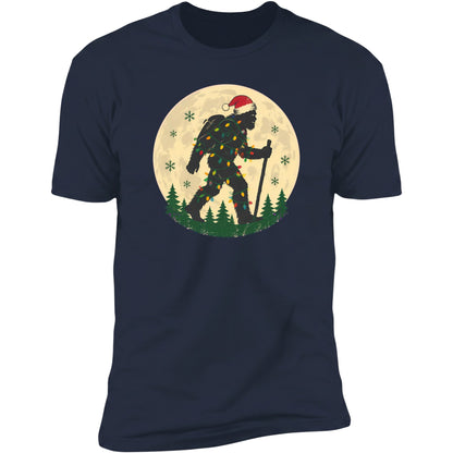 Bigfoot Christmas Lights Hike tee in Navy