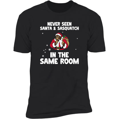 Never Seen Santa And Sasquatch tee in Black