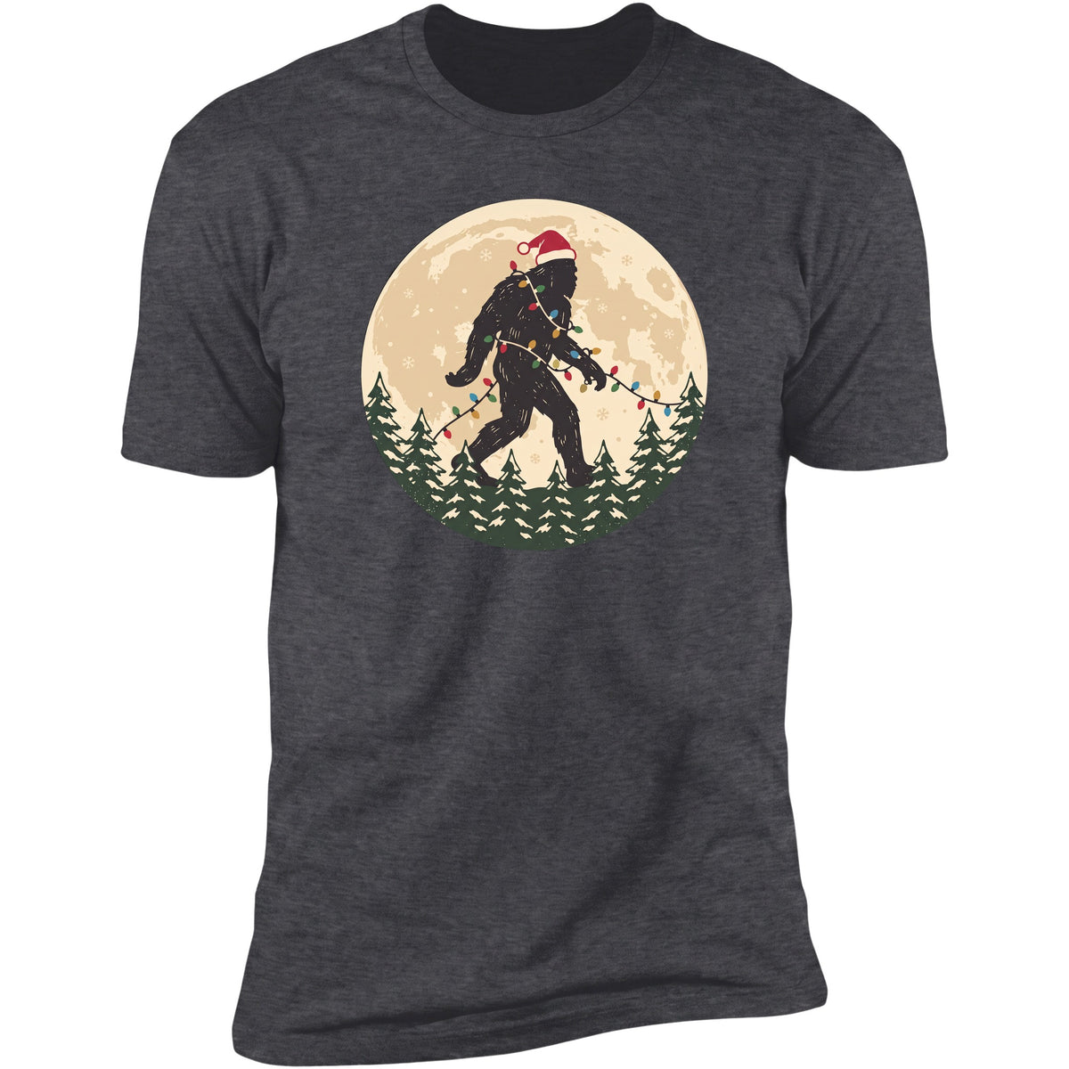 Bigfoot Santa Moon tee in Dark Heather