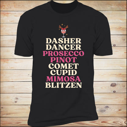 Dasher Dancer Prosecco Pinot tee in Black on wood