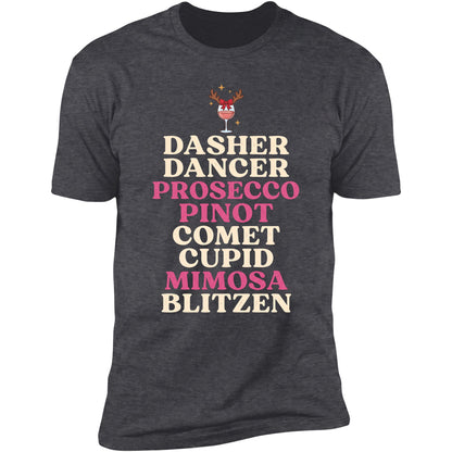 Dasher Dancer Prosecco Pinot tee in Dark Heather