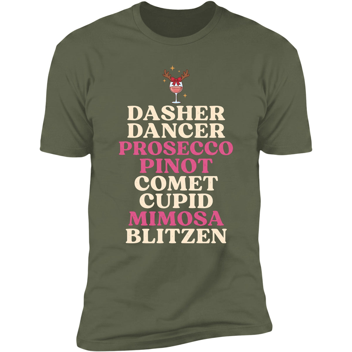Dasher Dancer Prosecco Pinot tee in Military Green