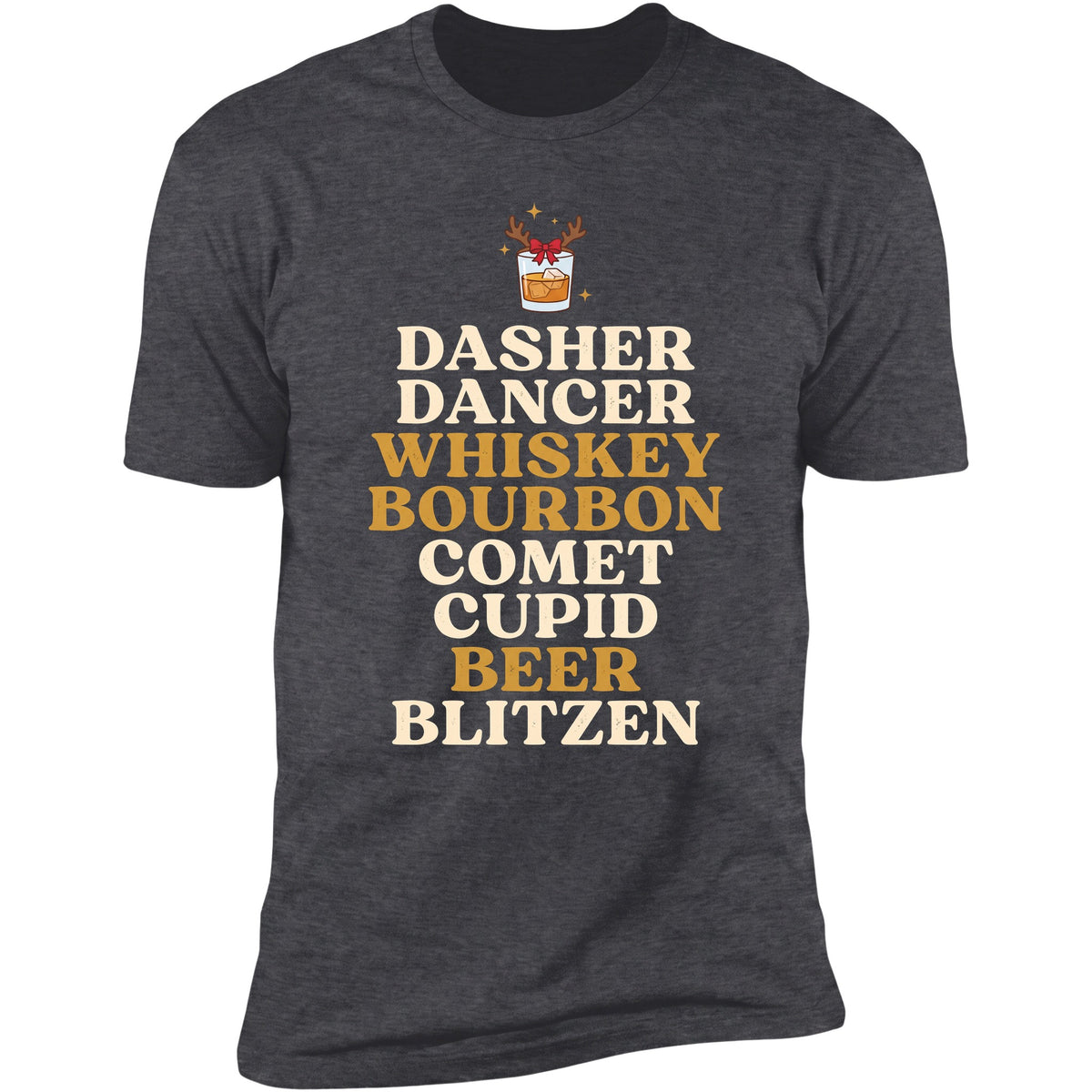 Dasher Dancer Whiskey Bourbon tee in Dark Heather