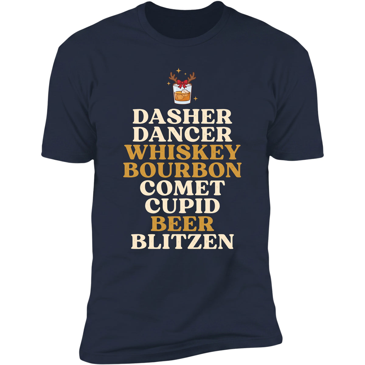 Dasher Dancer Whiskey Bourbon tee in Navy
