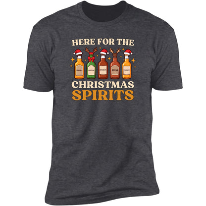 Here For The Christmas Spirits tee in Dark Heather