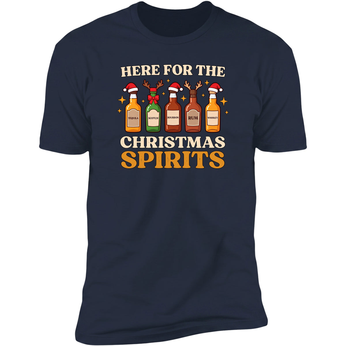 Here For The Christmas Spirits tee in Navy